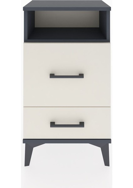 Arges Komodin Tek Raflı 2 Çekmeceli 44X30X80 Antrasit-Aytaşı fiyatları