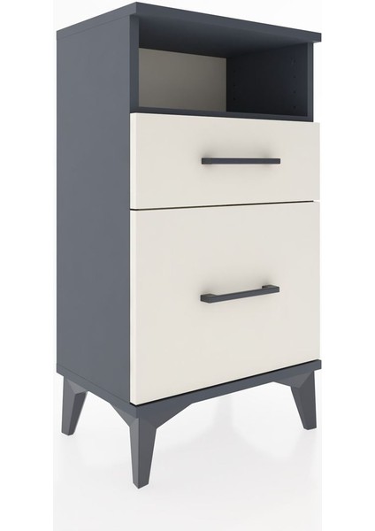 Arges Komodin Tek Raflı 2 Çekmeceli 44X30X80 Antrasit-Aytaşı modelleri