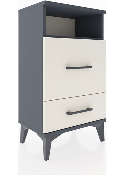 Arges Komodin Tek Raflı 2 Çekmeceli 44X30X80 Antrasit-Aytaşı fırsatları