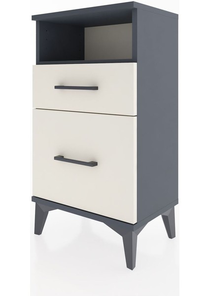 Arges Komodin Tek Raflı 2 Çekmeceli 44X30X80 Antrasit-Aytaşı indirimleri