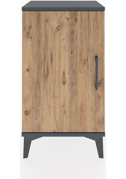 Arges Komodin Tek Raflı Tek Çekmeceli Tek Kapaklı 44X30X80 Antrasit-Çam fiyatları