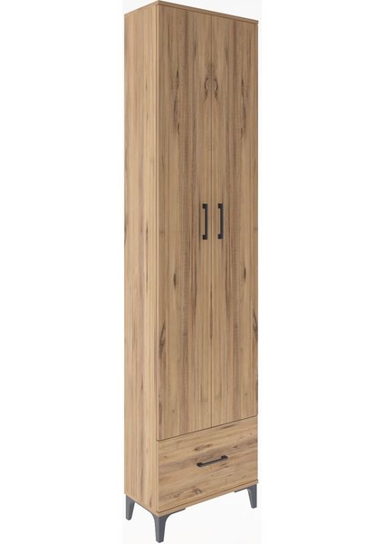 Arges Dolap 5 Raflı Tek Çekmeceli 2 Kapaklı 60X30X243 Çam-Çam fiyatları