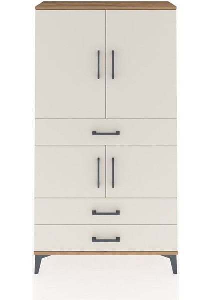 Arges Dolap 3 Raflı 3 Çekmeceli 4 Kapaklı 88X30X163 Çam-Aytaşı