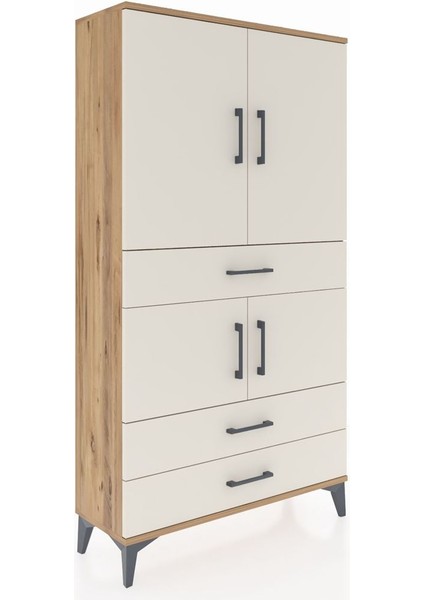 Arges Dolap 3 Raflı 3 Çekmeceli 4 Kapaklı 88X30X163 Çam-Aytaşı fiyatları