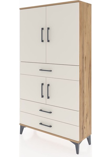Arges Dolap 3 Raflı 3 Çekmeceli 4 Kapaklı 88X30X163 Çam-Aytaşı modelleri