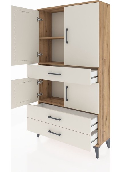 Arges Dolap 3 Raflı 3 Çekmeceli 4 Kapaklı 88X30X163 Çam-Aytaşı fırsatları