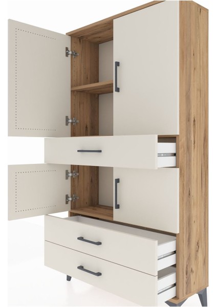 Arges Dolap 3 Raflı 3 Çekmeceli 4 Kapaklı 88X30X163 Çam-Aytaşı indirimleri