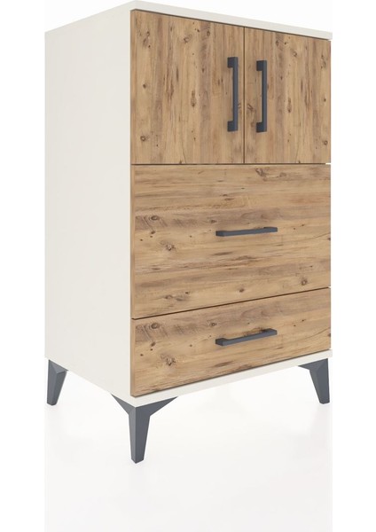 Hyperion Komodin Tek Raflı 2 Çekmeceli 2 Kapaklı 60X44X96 Aytaşı-Çam fiyatları