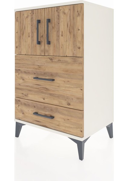 Hyperion Komodin Tek Raflı 2 Çekmeceli 2 Kapaklı 60X44X96 Aytaşı-Çam modelleri