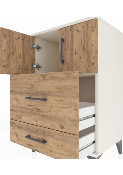Hyperion Komodin Tek Raflı 2 Çekmeceli 2 Kapaklı 60X44X96 Aytaşı-Çam indirimleri