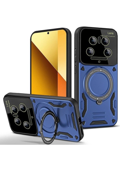 Xiaomi Mi 14 Ultra Kılıf Joy Lens Standlı Kapak - Lacivert - MKR029384-2227