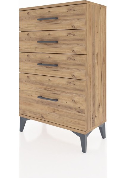 Arges Komodin 4 Çekmeceli 60X30X96 Çam-Çam modelleri