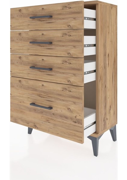 Arges Komodin 4 Çekmeceli 60X30X96 Çam-Çam fırsatları