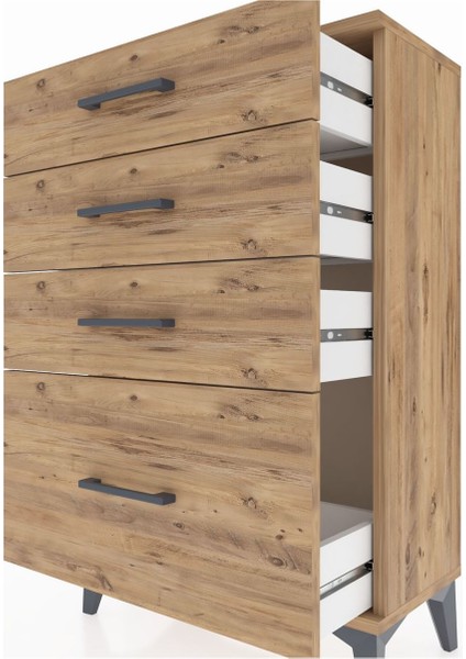 Arges Komodin 4 Çekmeceli 60X30X96 Çam-Çam indirimleri