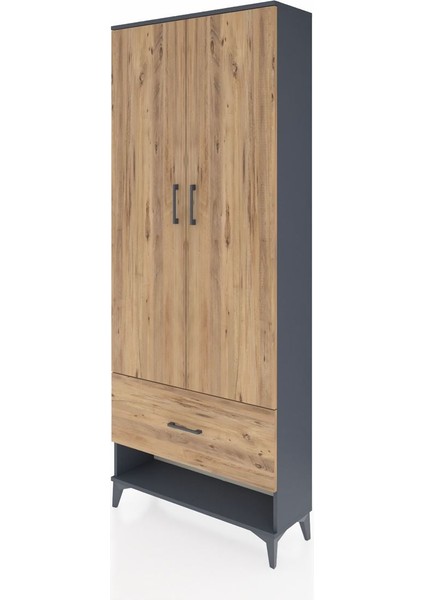 Arges Dolap 4 Raflı Tek Çekmeceli 2 Kapaklı 88X30X221 Antrasit-Çam modelleri