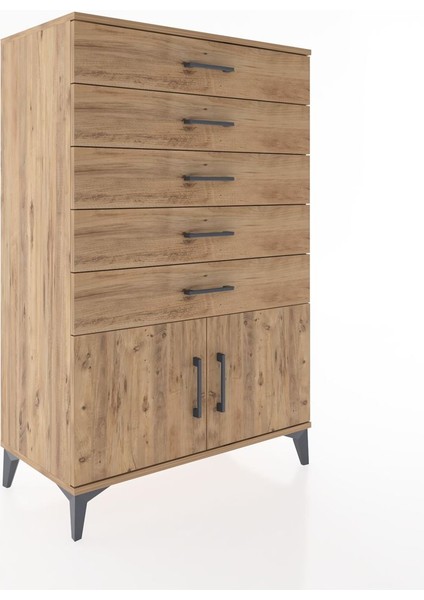 Hyperion Dolap 5 Çekmeceli 2 Kapaklı 88X44X134 Çam-Çam fiyatları