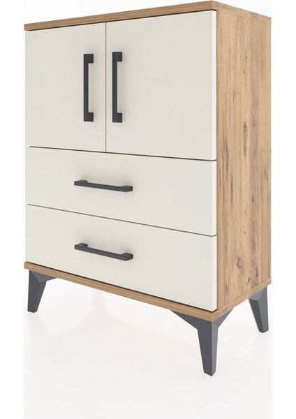 Arges Komodin 2 Raflı 2 Çekmeceli 2 Kapaklı 60X30X80 Çam-Aytaşı modelleri