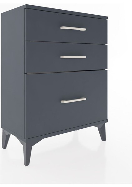 Arges Komodin 3 Çekmeceli 60X30X80 Antrasit-Antrasit fiyatları