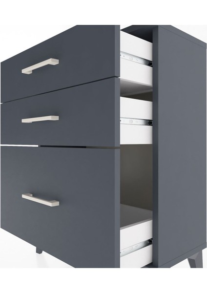 Arges Komodin 3 Çekmeceli 60X30X80 Antrasit-Antrasit indirimleri