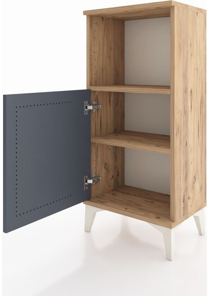 Arges Komodin 2 Raflı Tek Kapaklı 44X30X96 Çam-Antrasit fırsatları