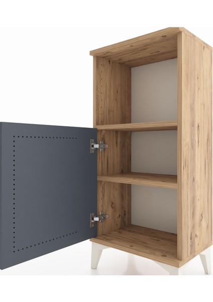 Arges Komodin 2 Raflı Tek Kapaklı 44X30X96 Çam-Antrasit indirimleri