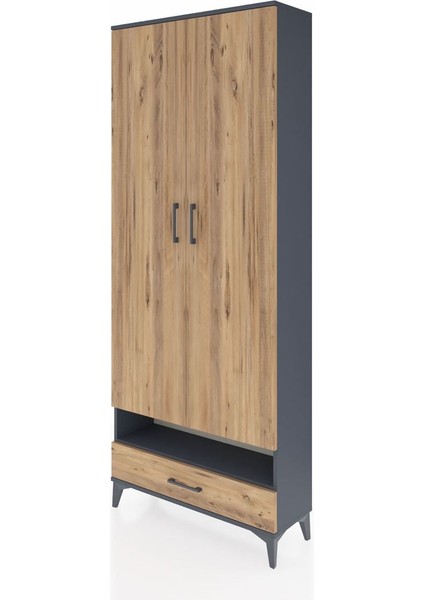 Arges Dolap 6 Raflı Tek Çekmeceli 2 Kapaklı 88X30X221 Antrasit-Çam modelleri