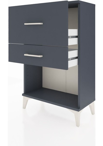 Arges Komodin 2 Çekmeceli 60X30X96 Antrasit-Antrasit fırsatları