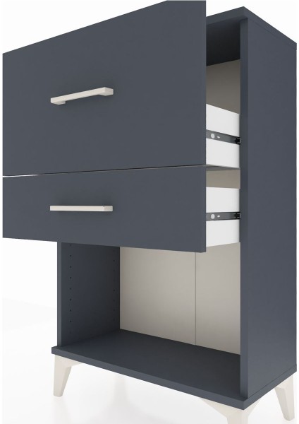 Arges Komodin 2 Çekmeceli 60X30X96 Antrasit-Antrasit indirimleri