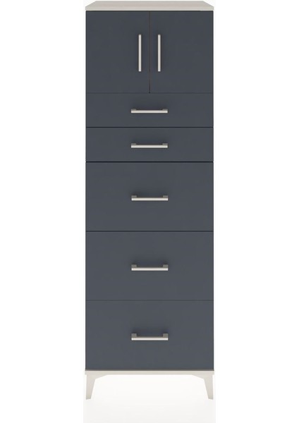 Hyperion Dolap Tek Raflı 5 Çekmeceli 2 Kapaklı 60X44X182 Aytaşı-Antrasit