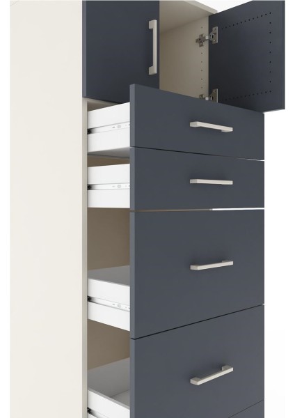 Hyperion Dolap Tek Raflı 5 Çekmeceli 2 Kapaklı 60X44X182 Aytaşı-Antrasit indirimleri