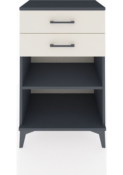 Hyperion Komodin Tek Raflı 2 Çekmeceli 60X44X96 Antrasit-Aytaşı