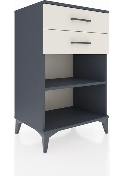 Hyperion Komodin Tek Raflı 2 Çekmeceli 60X44X96 Antrasit-Aytaşı fiyatları