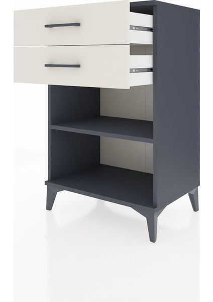 Hyperion Komodin Tek Raflı 2 Çekmeceli 60X44X96 Antrasit-Aytaşı fırsatları
