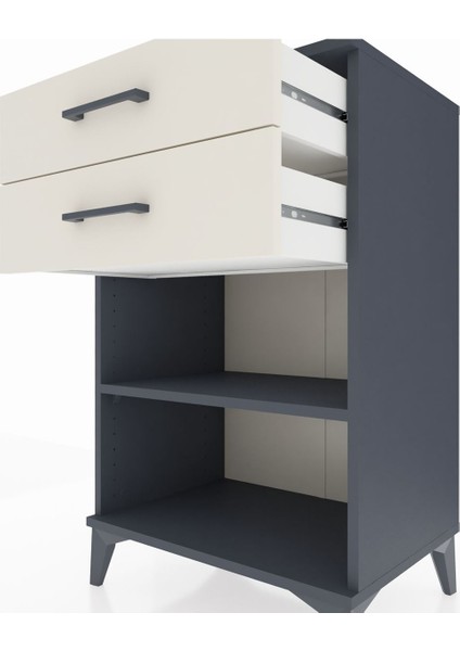 Hyperion Komodin Tek Raflı 2 Çekmeceli 60X44X96 Antrasit-Aytaşı indirimleri