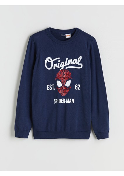 Yeni Sezon Bisiklet Yaka Spider-Man Baskılı Erkek Çocuk Triko Kazak