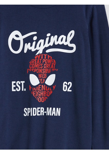 Yeni Sezon Bisiklet Yaka Spider-Man Baskılı Erkek Çocuk Triko Kazak modelleri