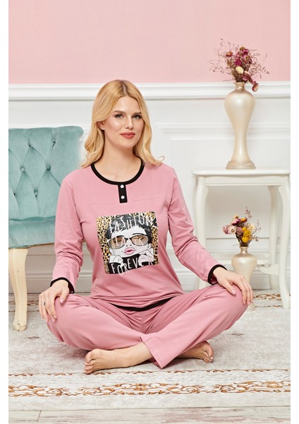 Bayan Uzun Kollu Pijama Takımı Model No 7616