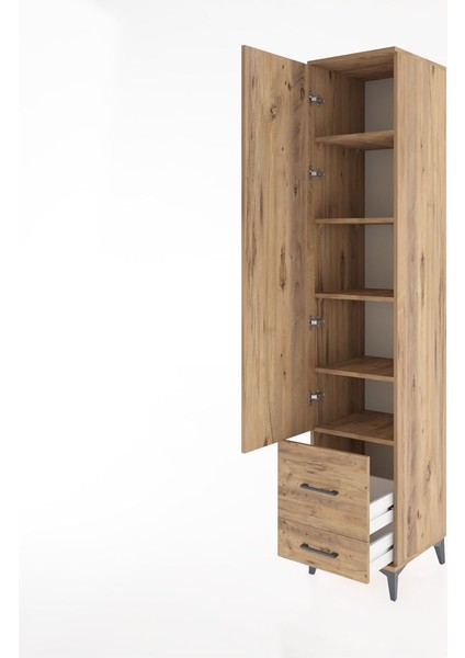 Hyperion Dolap 5 Raflı 2 Çekmeceli Tek Kapaklı 44X44X221 Çam-Çam fırsatları