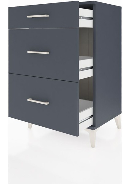 Hyperion Komodin 3 Çekmeceli 60X44X96 Antrasit-Antrasit fırsatları
