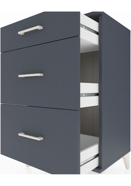 Hyperion Komodin 3 Çekmeceli 60X44X96 Antrasit-Antrasit indirimleri