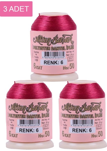 3 Adet Altınbaşak Oya ve Dantel Ipi 20 gr - Royaleks - No: 006