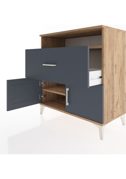 Hyperion Şifonyer 2 Raflı Tek Çekmeceli 2 Kapaklı 88X44X96 Çam-Antrasit fırsatları