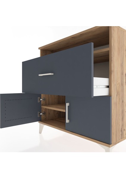 Hyperion Şifonyer 2 Raflı Tek Çekmeceli 2 Kapaklı 88X44X96 Çam-Antrasit indirimleri