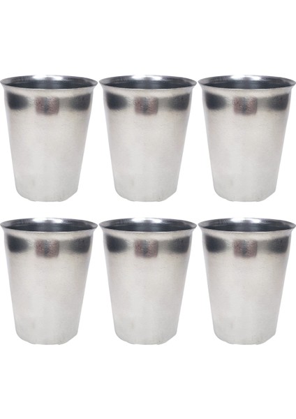 6 Adet Paslanmaz Çelik Krom Bardak 9 x 7,5 x 5,5cm