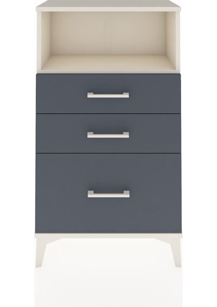 Arges Komodin Tek Raflı 3 Çekmeceli 60X30X106 Aytaşı-Antrasit