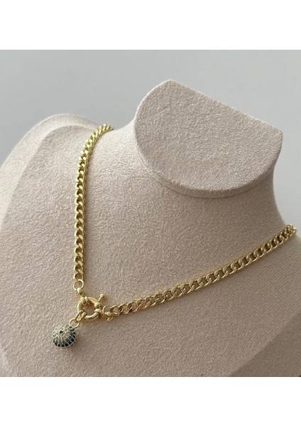 Nazar Uçlu Gold Renk Kolye