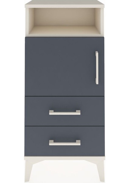 Arges Komodin 2 Raflı 2 Çekmeceli Tek Kapaklı 44X30X96 Aytaşı-Antrasit