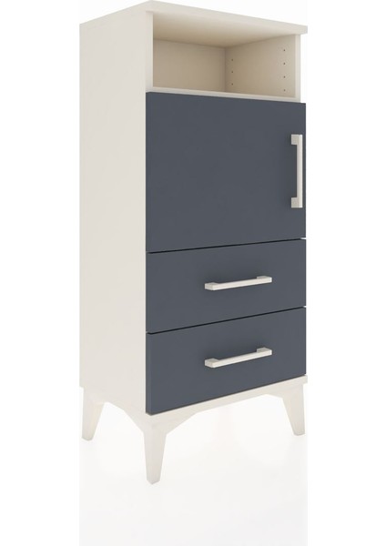 Arges Komodin 2 Raflı 2 Çekmeceli Tek Kapaklı 44X30X96 Aytaşı-Antrasit fiyatları