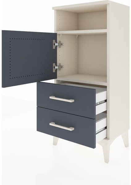 Arges Komodin 2 Raflı 2 Çekmeceli Tek Kapaklı 44X30X96 Aytaşı-Antrasit fırsatları
