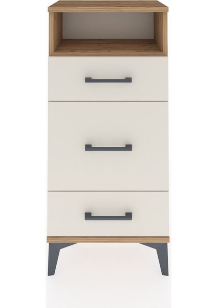 Arges Komodin Tek Raflı 3 Çekmeceli 44X30X96 Çam-Aytaşı